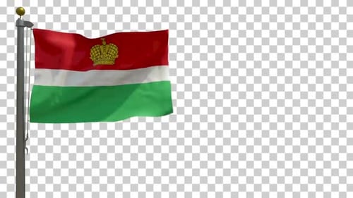 Flagge der Oblast Kaluga (Russland) auf Fahnenmast mit Alphakanal - 4K