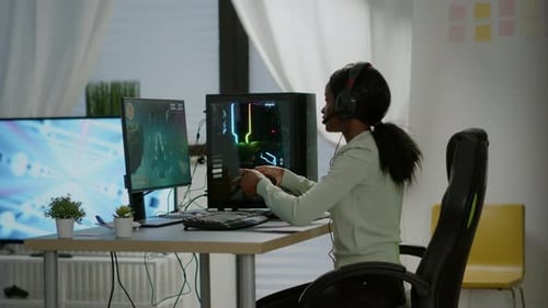 Enthusiastic gamer playing with a controller