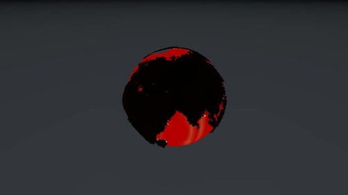 The earth rotates with a sea of blood