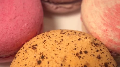 Delicious Close Up of Colorful Macarons