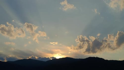 Majestic Sunset Time Lapse Over Mountain Horizon