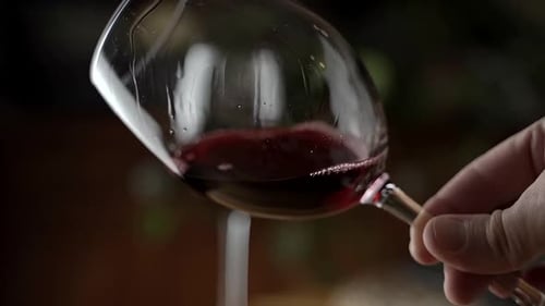 Close-up of Hand Swirling Red Wine in Glass