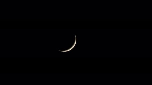 Waxing Crescent Moon At Night. - static