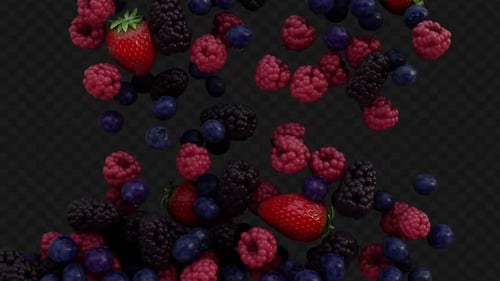Falling Mixed Berries Lower Third Animation