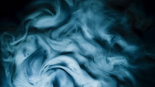 Abstract Blue Smoke Swirling on Black Background