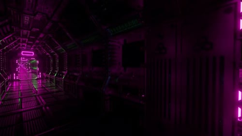 Flying Into Spaceship Tunnel Scifi Spaceship Corridor