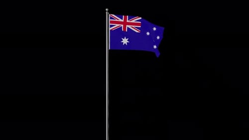 Australian National Flag Waving Animation on Flagpole