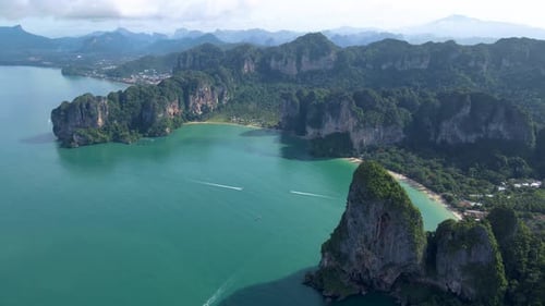 Railay Beach Krabi Tailandia Playa tropical de Railay Krabi Zumbido Vista aérea de la vista panorámica de
