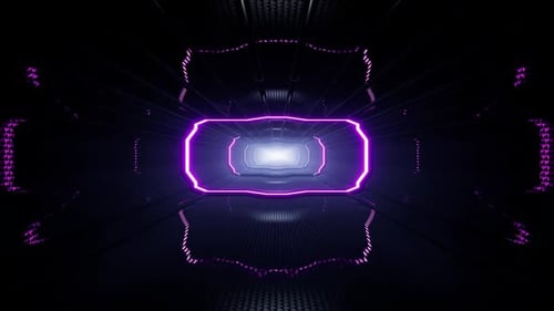 Weltraumkorridortunnel mit violettem Licht