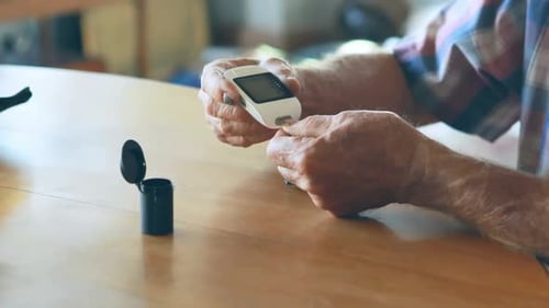 Adult Checking Blood Sugar Levels at Home