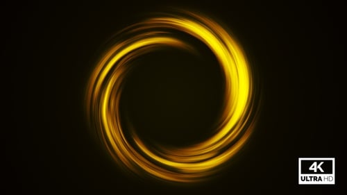 Fond de tourbillon jaune abstrait en néon, cercles lumineux et lumineux, en boucle, V7