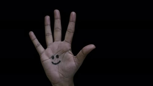 Hand with Smiley Face Opens