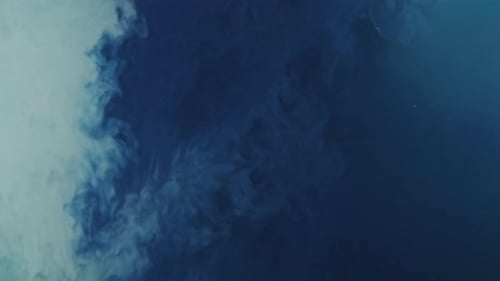 Abstract Blue and White Ink Mixing Dynamically