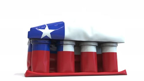 Deflating Bank or Government Building with Flag of Chile
