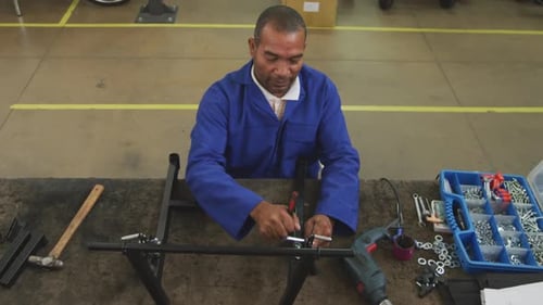 Disabled man at work