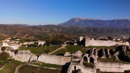 Aerial View of the Old Fortress in Mountains