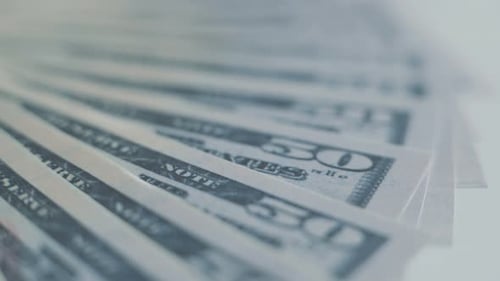 Macro View of Fanned Fifty Dollar Bills