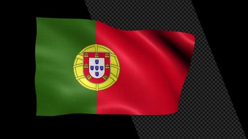 Waving Portugal Flag Seamless Loop Alpha Channel