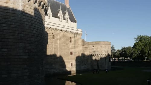 NANTES, FRANCE - JULY 2016 Summer and evening near fortified castle of the Dukes of Brittany in Fre