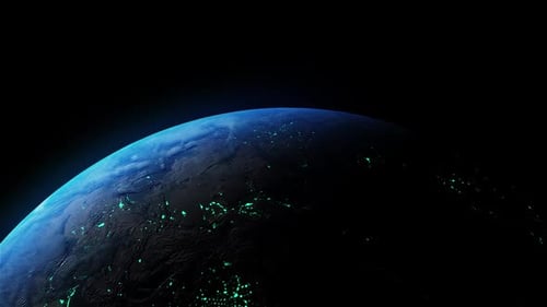Planet Earth Rotating with City Lights from Space