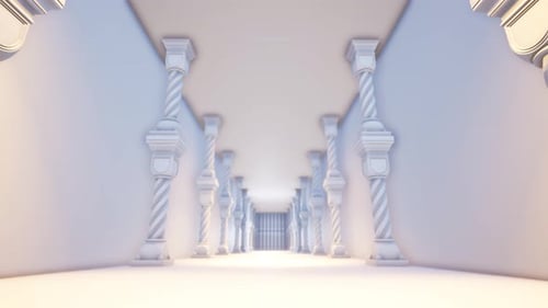 Empty Corridor With Columns Palace 4K 05
