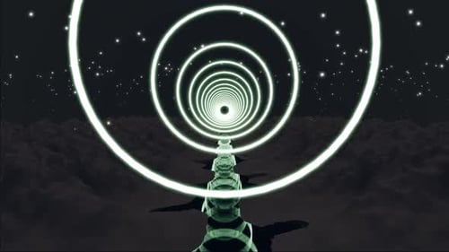 Flight in abstract sci-fi tunnel seamless loop. Futuristic motion graphics, high tech background