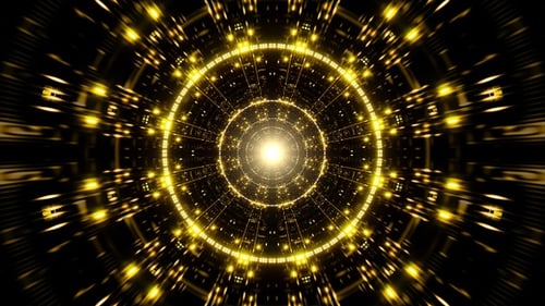 Glittering Yellow Light Futuristic Tunnel