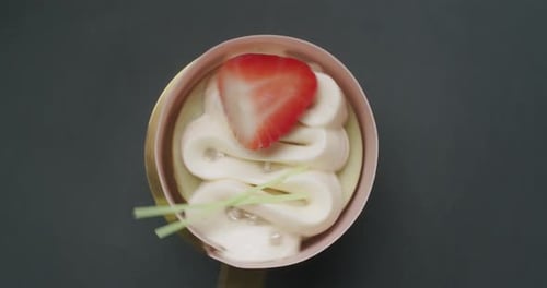 Dessert with White Cream and Strawberry