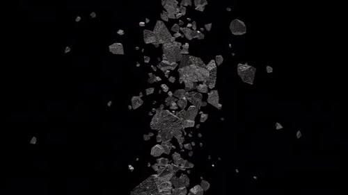 Falling Dark Geometric Crystal Fragments