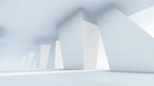 Rectangular Walls And Bright Light With Futuristic Empty White Corridor 03