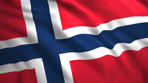 Animated Flag of Norway Waving in Wind Loop