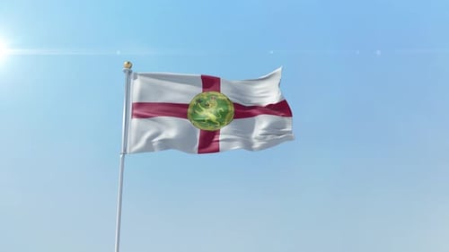 Realistic Waving Flag Animation with Bright Blue Sky