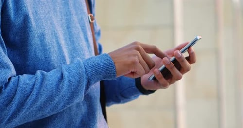 Using Smartphone Device in Urban Setting, Close Up