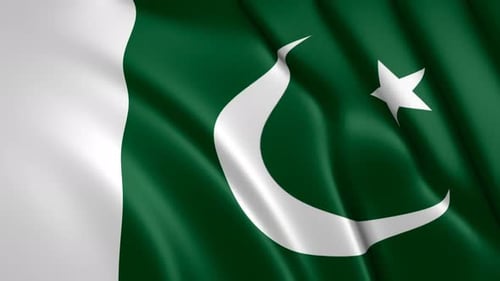 Pakistan National Flag Waving in Wind with Realistic Fabric Animation
