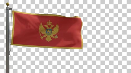 Montenegro Flag Waving on Transparent Background