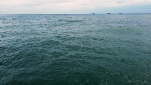 flying by a drone over the sea. vertical panorama of the sea. view of the sea boat.
