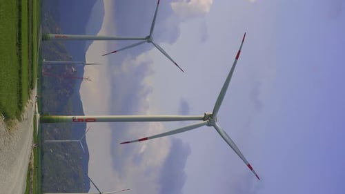 Wind Turbines Spinning on a Sunny Day