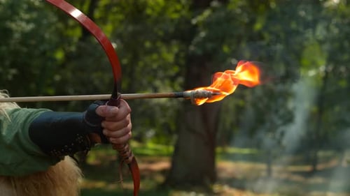 Flaming arrow, ultra slow motion
