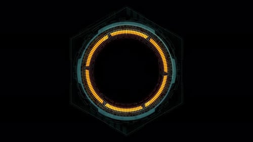 Blue circle rotation with HUD technology interface abstract background alpha channel included