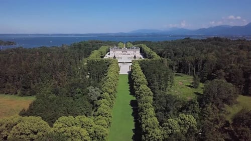 Vista aérea de Herrenchiemsee (Herreninsel), Alemania