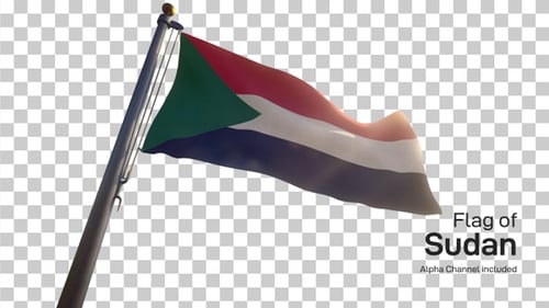 Sudan-Flagge auf einem Fahnenmast mit Alpha-Kanal
