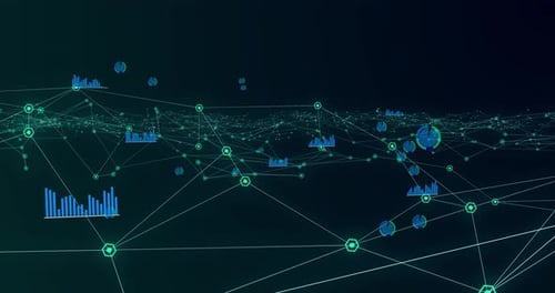 Animated Digital Network Background with Data Visualization