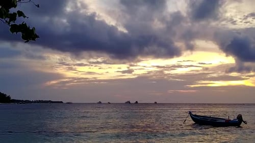 Aerial scenery of coast beach by ocean with sand background