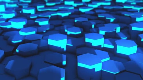 Pulsating Futuristic Blue Hexagon Grid Background Loop