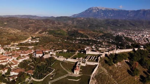 Aerial View of the Old Fortress in Mountains