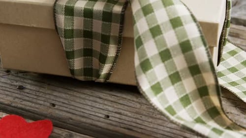 Present for Dad Wrapped with Green Checkered Ribbon