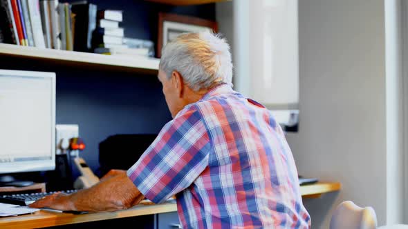 Senior man using desktop computer at home 4k, People Stock Footage ft ...