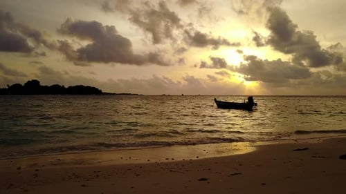 Wide drone clean view of a paradise sunny white sand beach and turquoise sea background in colourful