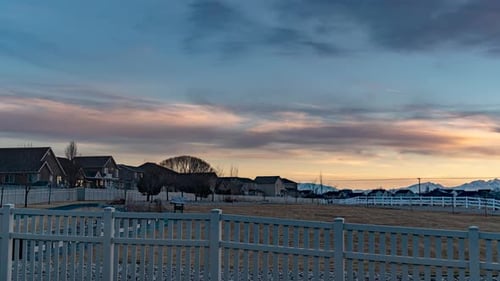 Suburban Sunrise Time Lapse with Picket Fence