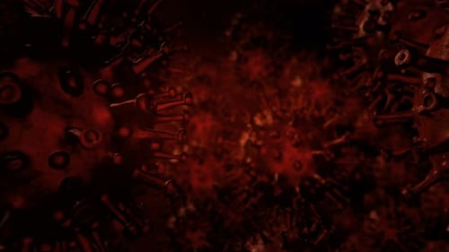 Red Virus Cells Microscopic Science Background